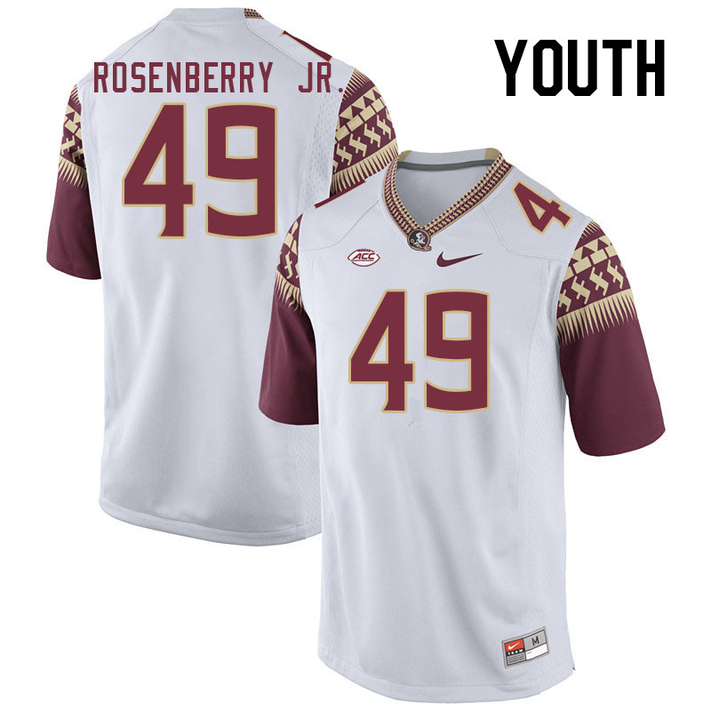 Youth #49 James Rosenberry Jr. Florida State Seminoles College Football Jerseys Stitched-White - Click Image to Close